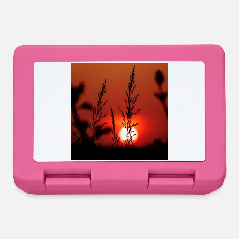 Silhouette de Graminées au Coucher de Soleil - Boîte à goûter - rose