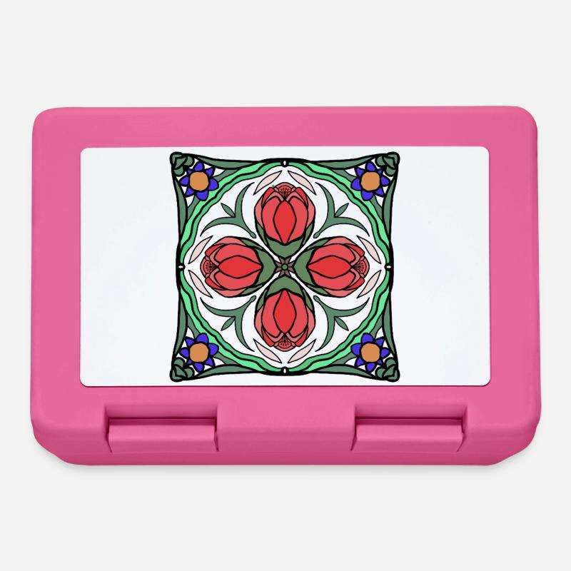 Art Déco Blüten Mandala - Brotdose - Pink