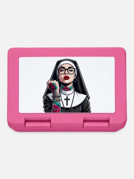 Nonne mit Tattoo - Brotdose - Pink