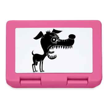 Kleiner schwarzer Hund und großes Maul - Brotdose - Pink - Vorne