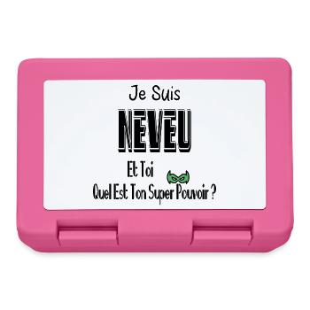 Je Suis Neveu Et Toi Quel Est Ton Super Pouvoir - Boîte à goûter - rose - Devant