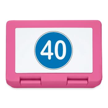 40e anniversaire, 40 ans, panneau de signalisation bleu - Boîte à goûter - rose - Devant