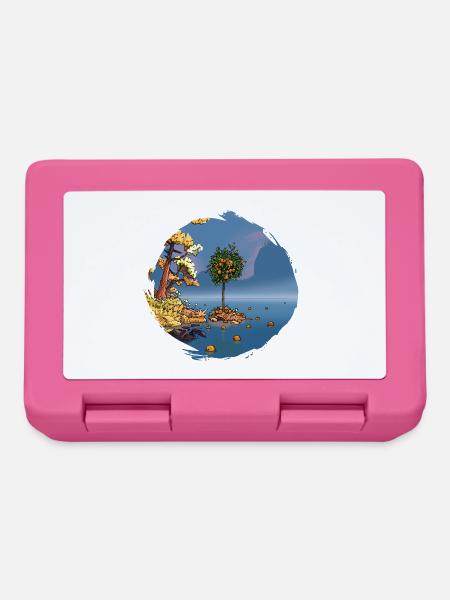 Der Orangenbaum der Insel – Surreale Illustration & Na - Brotdose - Pink