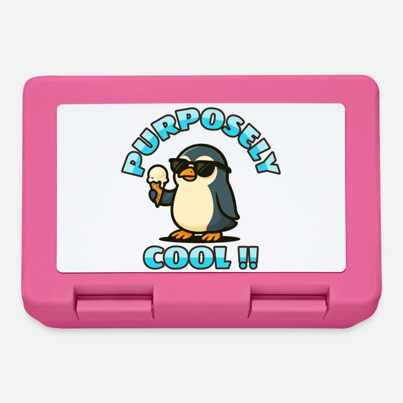 Cooler Pinguin mit Eis - Brotdose - Pink
