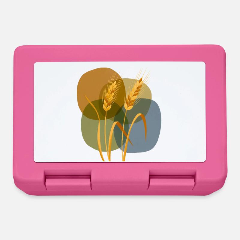 Golden grain pattern on pastel background - Lunchbox - pink
