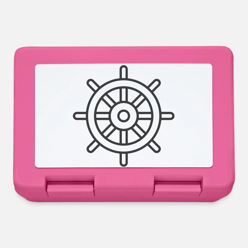 Schiffsrad-Symbol – Nautische Strichzeichnung Stil - Brotdose - Pink