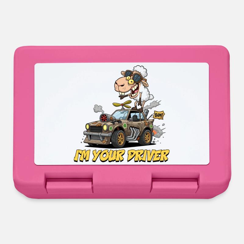 Humorous Sheep Driver T-Shirt - Lunchbox - pink