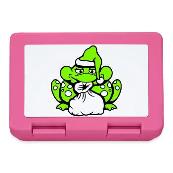 Frog Santa Claus Christmas Hat Gift - Lunchbox - pink - Front