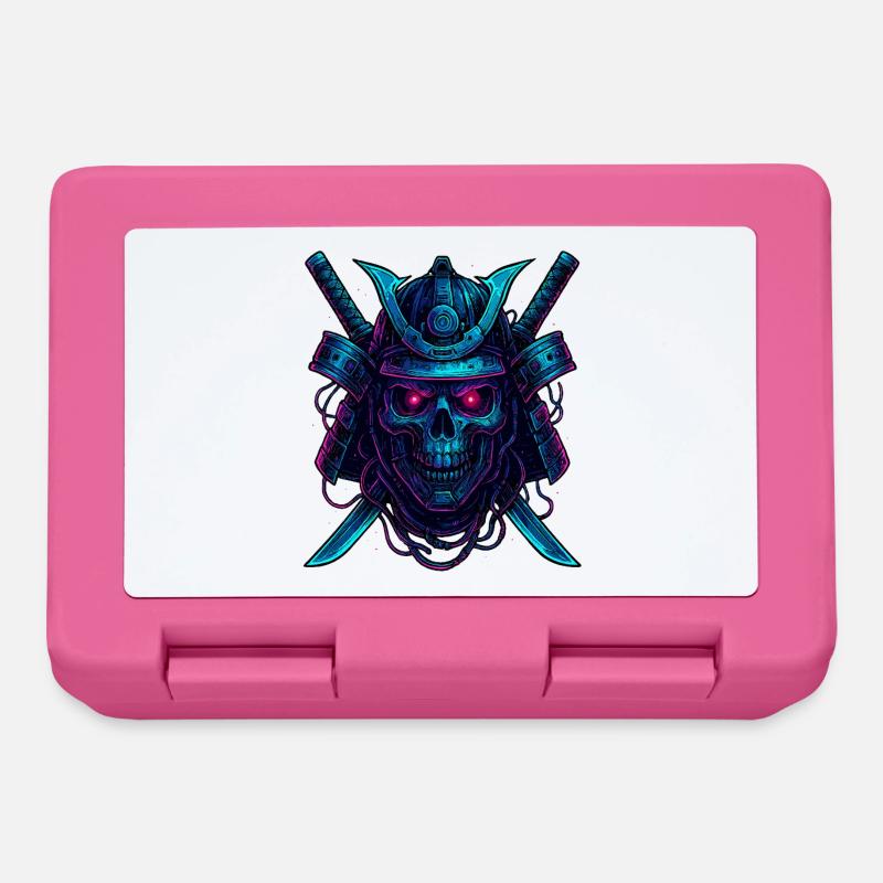 Cyber Samurai Totenkopf Neon Design - Brotdose - Pink