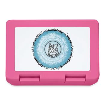 Cat Circle Blue Silhouette - Lunchbox - pink - Front
