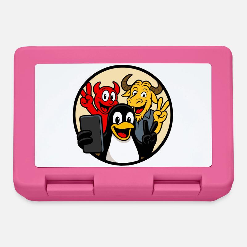 Smoking, Beastie & GNU Selfie - Brotdose - Pink