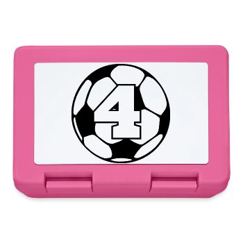 Numéro 4 football - 4e anniversaire  - Boîte à goûter - rose - Devant