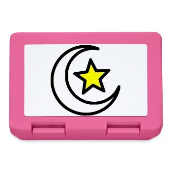 Mondsichel & Stern | Islamisches Symbol Line Art - Brotdose - Pink - Vorne