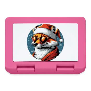 Fuchs Santa Look mit Sonnenbrille - Brotdose - Pink - Vorne