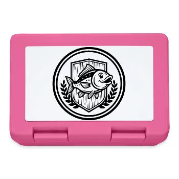 Angler Coat of Arms Fish Club Logo Vector - Lunchbox - pink - Front