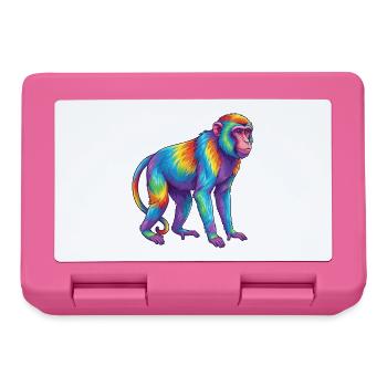 Bunte Affen-Regenbogen-Pop-Art-Aquarell - Brotdose - Pink - Vorne
