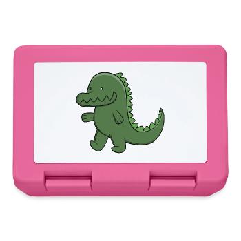 Cute Green Alligator Happy Kawaii Crocodile - Lunchbox - pink - Front
