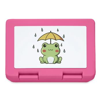 Cute Frog in the Rain – Kawaii Animal - Lunchbox - pink - Front