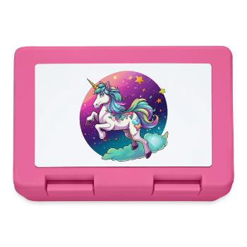 Nachtfarbener Regenbogen-Einhorn - Brotdose - Pink - Vorne