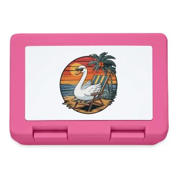 Funny Swan on Beach Summer Vacation Sunset - Lunchbox - pink - Front