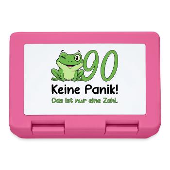 90 Geburtstag Desig – Keine Panik! Lustig Frosch - Brotdose - Pink - Vorne