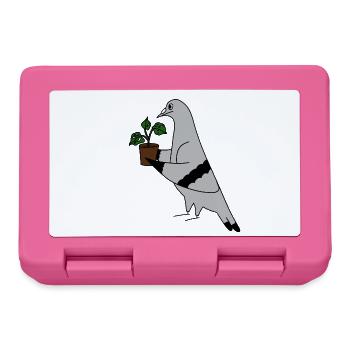 Pigeon with Plant – Minimal urban illustration - Lunchbox - pink - Front