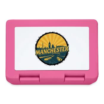 Insigne du canal vintage de la Skyline de la ville de Manchester - Boîte à goûter - rose - Devant