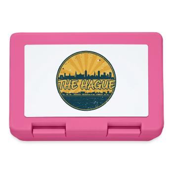 Die Haager Stadtsilhouette Vintage-Abzeichenkunst - Brotdose - Pink - Vorne