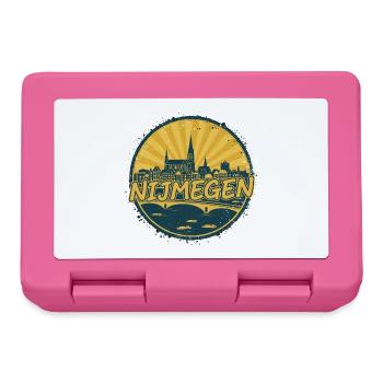 Nijmegen City Skyline Retro Sunset Badge - Lunchbox - pink - Front