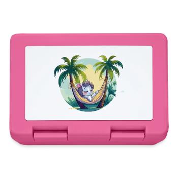 Sleeping unicorn in palm tree paradise - Lunchbox - pink - Front