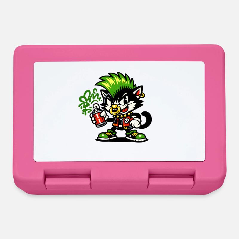 Punk-Katz Graffiti Sprayer - Brotdose - Pink