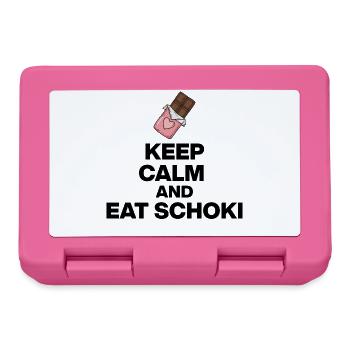 KEEP CALM AND EAT SCHOKI, SCHOKO JUNKIE GESCHENK - Brotdose - Pink - Vorne