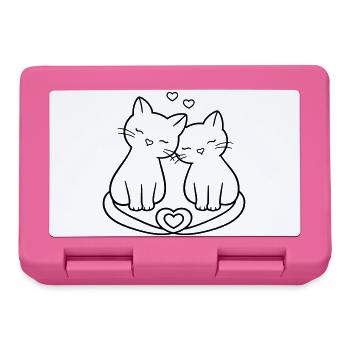 Amour de couple de chats mignons | Douce Romance - Boîte à goûter - rose - Devant