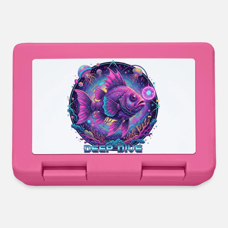 Deep Dive Neon Fish Underwater - Lunchbox - pink