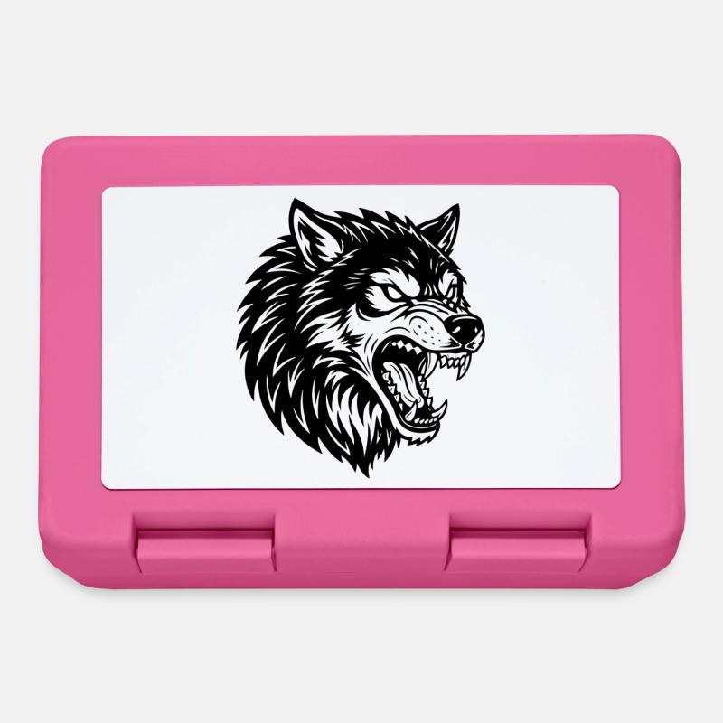 Wolf Schwarz-Weiß Wolf Alpha Maskottchen-Logo - Brotdose - Pink