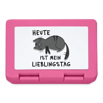 Heute ist mein Lieblingstag – Müde Katze Spruch - Brotdose - Pink - Vorne