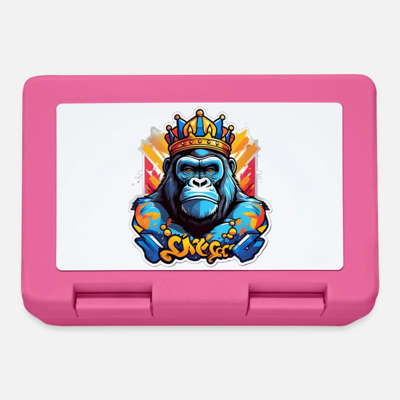 Blue Gorilla Crowned Graffiti - Lunchbox - pink