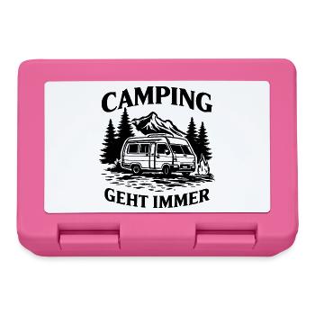 Camping geht immer Camper Wohnmobil Outdoor - Brotdose - Pink - Vorne