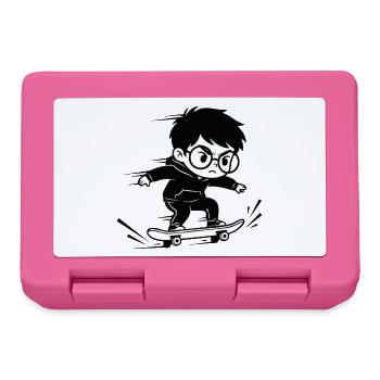 Kids Skateboard Hoodie Black White - Lunchbox - pink - Front