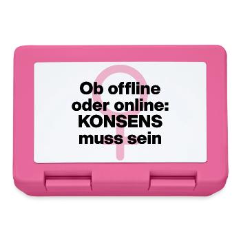 OB OFFLINE ODER ONLINE: KONSENS! ♀ FEMALE POWER - Brotdose - Pink - Vorne