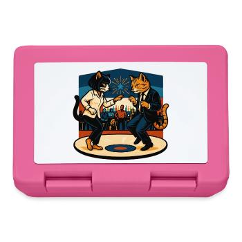 Zwei Retro-Katzen tanzen – Vintage Stil - Brotdose - Pink - Vorne