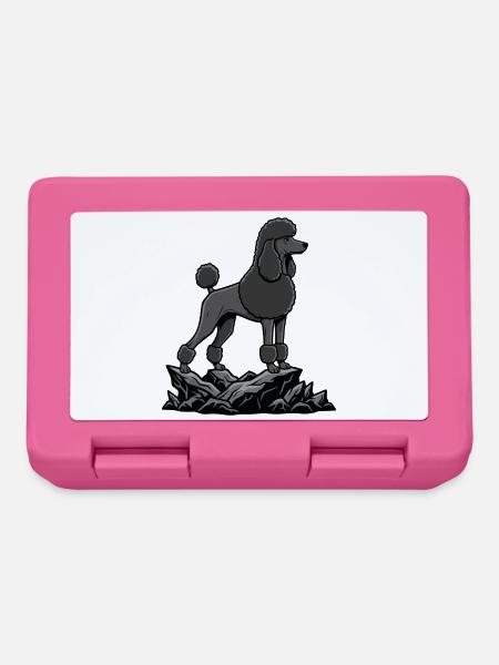 Schwarzer Pudelhund auf Felsen – elegantes Porträt - Brotdose - Pink