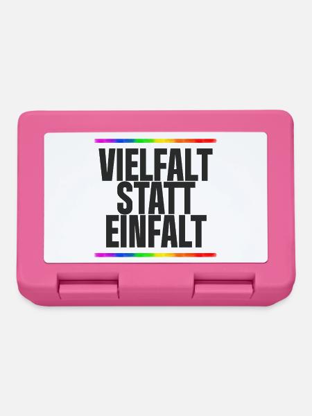 Vielfalt statt Einfalt – Regenbogen / Gay, CSD - Brotdose - Pink