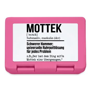 Mottek Definition, Ruhrpott, Ruhrgeiet Dialekt - Brotdose - Pink - Vorne