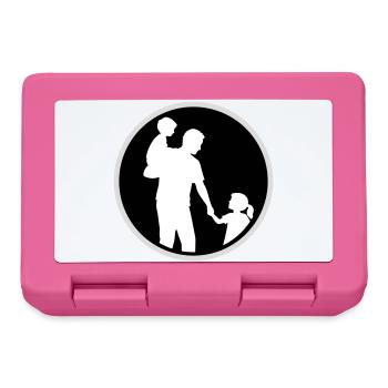 Vater Kind Silhouette Spazieren Familie Papa Liebe - Brotdose - Pink - Vorne