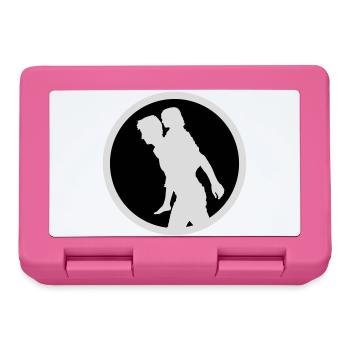 Vater Kind Silhouette Spazieren Familie Papa Liebe - Brotdose - Pink - Vorne