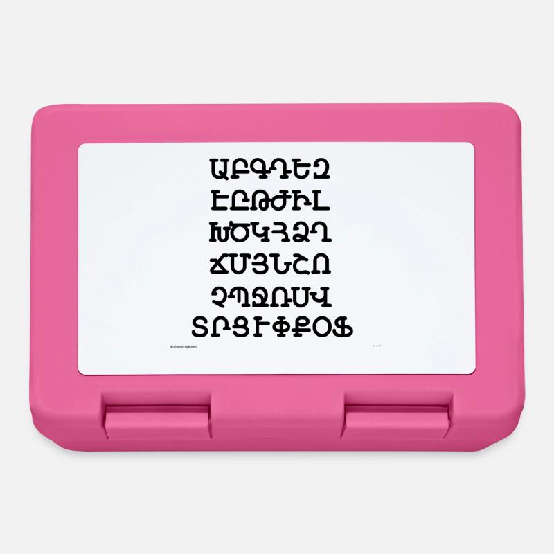 Alphabet arménien (noir) - Boîte à goûter - rose