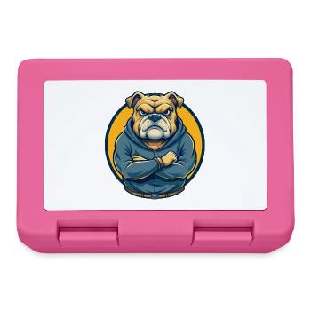 Bulldog Kawaii Maskottchen Cartoon Clipart Logo Abzeichen - Brotdose - Pink - Vorne