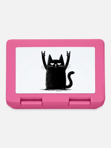 Schwarzer Katzenrocker - Brotdose - Pink