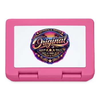 Retro 1980s Neon Synthwave Original 1981 Badge - Lunchbox - pink - Front